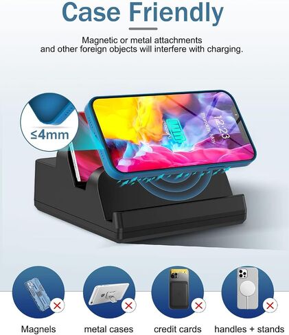 TOPOINT Wireless Charging Station with 6 USB Ports, 8 in 1 15W Dual Wireless Charger Station, 2 QC/2 PD USB Fast Charging Station, 80W Phone Charger for iPhone14/13/12/11/X/Samsung/Android/iWatch in Kuwait