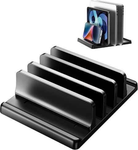 3-Slot Vertical Laptop Stand Holder,Adjustable ABS Plastic Desktop Notebook Dock,Vertical Laptop Stand Space-Saving for All MacBook/Surface/Samsung/HP/Dell/Chrome Book in Kuwait
