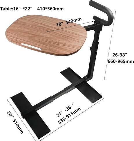 Adjustable Swivel Tray Table for Recliner, 360° Rotating TV Tray Table with Support Handle, Built-in Cup Holder & Metal Pen Holder, Height Adjustable Overbed Side Table for Seniors, Sofa, Bed, Eating, Working in Kuwait