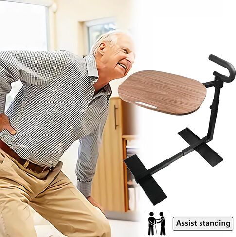 Adjustable Swivel Tray Table for Recliner, 360° Rotating TV Tray Table with Support Handle, Built-in Cup Holder & Metal Pen Holder, Height Adjustable Overbed Side Table for Seniors, Sofa, Bed, Eating, Working in Kuwait