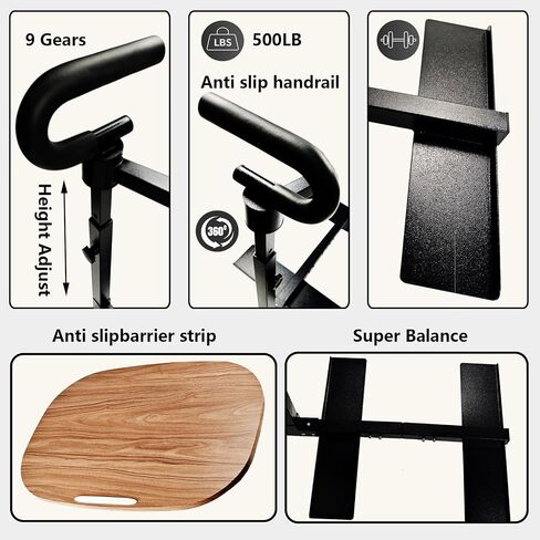 Adjustable Swivel Tray Table for Recliner, 360° Rotating TV Tray Table with Support Handle, Built-in Cup Holder & Metal Pen Holder, Height Adjustable Overbed Side Table for Seniors, Sofa, Bed, Eating, Working in Kuwait