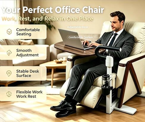 Adjustable Swivel Tray Table for Recliner, 360° Rotating TV Tray Table with Support Handle, Built-in Cup Holder & Metal Pen Holder, Height Adjustable Overbed Side Table for Seniors, Sofa, Bed, Eating, Working in Kuwait