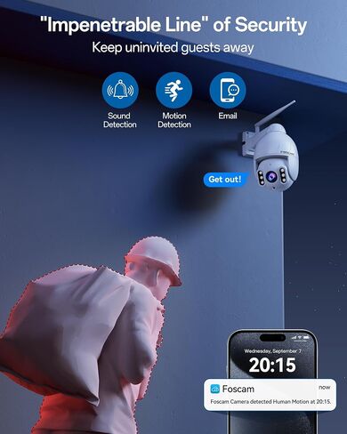 FOSCAM SD4 2k 4MP Outdoor Security Camera, 5G/2.4GHz WiFi PTZ IP Surveillance Camera with 4X Optical Zoom, Smart AI Human Detection, 2-Way Audio, 165ft Night Vision, CMOS Image Sensor, IP66 in Kuwait