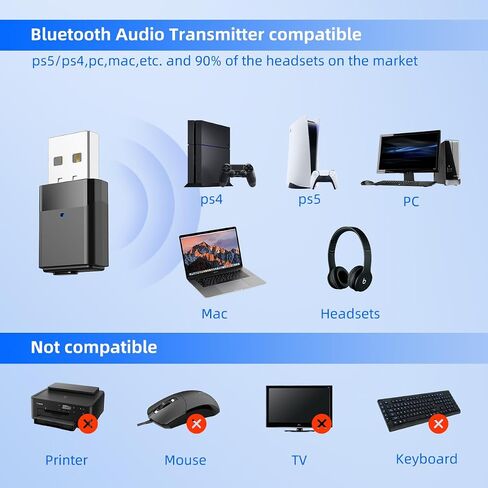 Bluetooth Adapter for PS5, PS4, Mac, BT5.2 Audio Adapter with aptX LL in Kuwait