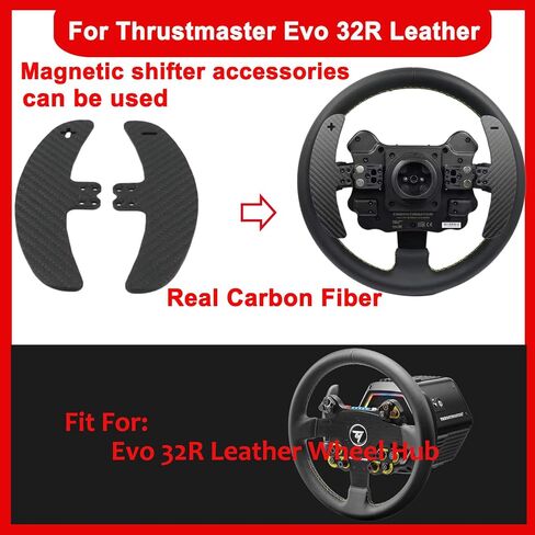 2PCS Carbon Fiber Paddle Shifter For Thrustmaster Evo Racing 32R Leather Wheel Add On;Racing Game Mod Modification Parts Accessories Compatible with Thrustmaster T818 EVO 32R Direct Drive Racing Wheel in Kuwait