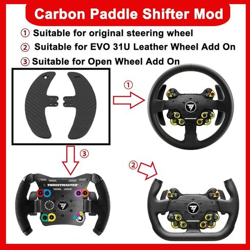 2PCS Carbon Fiber Paddle Shifter For Thrustmaster Evo Racing 32R Leather Wheel Add On;Racing Game Mod Modification Parts Accessories Compatible with Thrustmaster T818 EVO 32R Direct Drive Racing Wheel in Kuwait