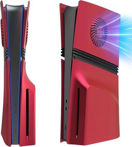 Cover Plates for PS5 Pro Disc Edition with Cooling Vent, PS5 Pro Faceplate ABS Hard Shockproof Anti-Scratch Dustproof Protective Plates, Replacement Side Shell Skin Case for PlayStation 5 Pro -Red in Kuwait