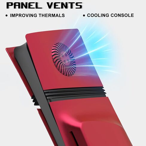 Cover Plates for PS5 Pro Disc Edition with Cooling Vent, PS5 Pro Faceplate ABS Hard Shockproof Anti-Scratch Dustproof Protective Plates, Replacement Side Shell Skin Case for PlayStation 5 Pro -Red in Kuwait