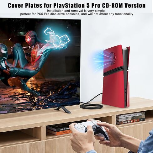 Cover Plates for PS5 Pro Disc Edition with Cooling Vent, PS5 Pro Faceplate ABS Hard Shockproof Anti-Scratch Dustproof Protective Plates, Replacement Side Shell Skin Case for PlayStation 5 Pro -Red in Kuwait