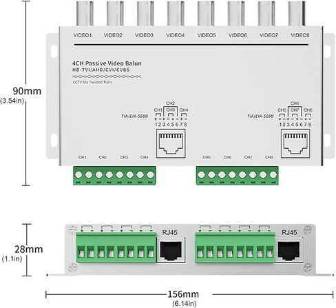 Toolless Installation 8Channels Transmission Module for Security Camera Systems Using Existing Cabling Long Distances Signals Transmitters in Saudi Arabia
