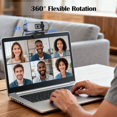 YQE 4K Webcam with Tripod, UHD Web Cam with Microphone, PDAF Autofocus Webcam with Remote Control, Privacy Cover, USB Type-A & A-to-C Adapter Computer Camera for Calling, Zoom/Teams/Facetime/Switch 2 in Kuwait