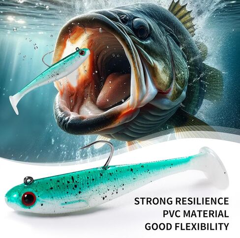 10PCS Soft Fishing Lures, Pre-Rigged Paddle Tail Swimbaits & Curled-Tail Grubs for Bass Fishing. in Kuwait