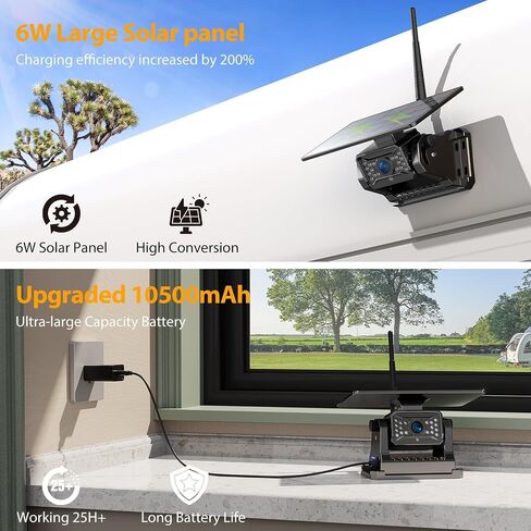 Magnetic Solar Wireless Backup Camera:Plug and Play 7" DVR 1080P Monitor in Kuwait