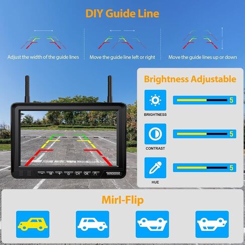 Magnetic Solar Wireless Backup Camera:Plug and Play 7" DVR 1080P Monitor in Kuwait