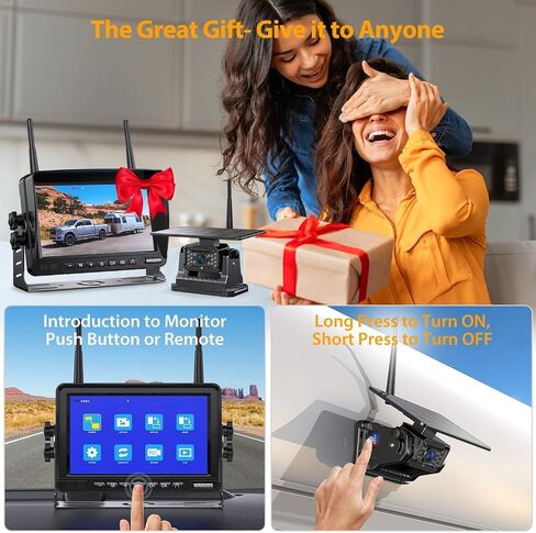 Magnetic Solar Wireless Backup Camera:Plug and Play 7" DVR 1080P Monitor in Kuwait