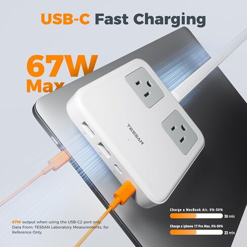 6-in-1 Charging Station 67W USB C Power Strip with 5ft Extension Cord in Kuwait