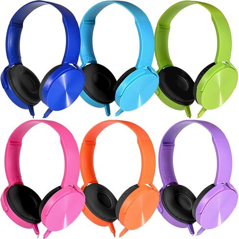 Classroom Headphones Bulk 24 Pack Multi Colored for Kids School, Wholesale Class Set Durable Wired Earphones for Students Children Toddler Teens Boys Girls Adult Laptop Computer(HY450, 24 Mixed) in Kuwait