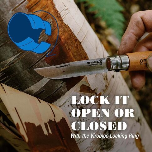 OPINEL No. 08 Carbon Steel Folding Pocket Knife, Beechwood Handle + Sheath in Kuwait