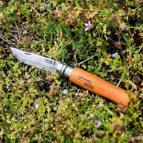 OPINEL No. 08 Carbon Steel Folding Pocket Knife, Beechwood Handle + Sheath in Kuwait