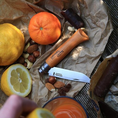 OPINEL No. 08 Carbon Steel Folding Pocket Knife, Beechwood Handle + Sheath in Kuwait