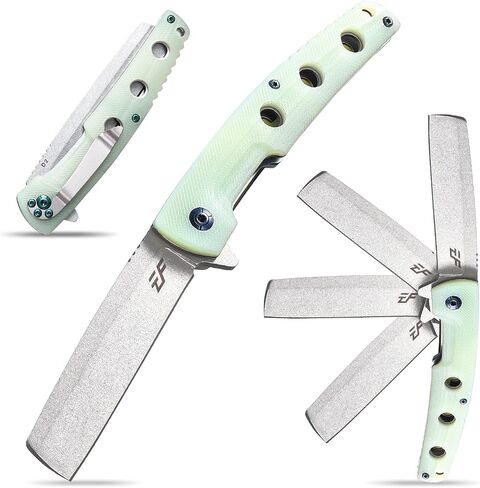 Eafengrow EF941 EDC Pocket Folding Knife D2 Steel Blade G10 Handle Pocket Clip with safety liner lock for Camping Survival Outdoor(Jade) in Kuwait