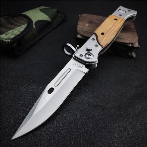 HUAAO 8.66 Inch Camping Knife Portable Folding Pocket Knife Speed Safe Assisted Opening Knives Outdoor Hunting Tactical EDC Survival Self Defense Tools AK47 Flipper Knives for Hiking,Gift for Men in Kuwait