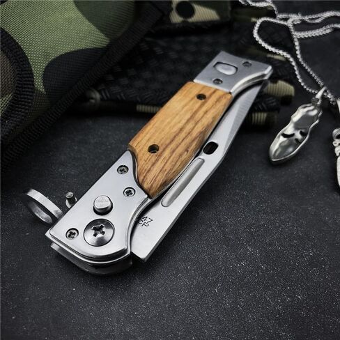 HUAAO 8.66 Inch Camping Knife Portable Folding Pocket Knife Speed Safe Assisted Opening Knives Outdoor Hunting Tactical EDC Survival Self Defense Tools AK47 Flipper Knives for Hiking,Gift for Men in Kuwait