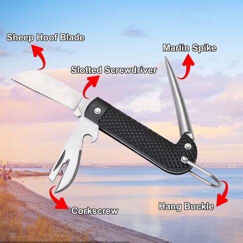 DULEES Marlin Spike Rigging Knife, Multi-Function Sailing Knife Sailor Knife, Suitable for Camping, Boating, Fishing or Sailing Gear, Boat Knife Knotters Tools in Kuwait