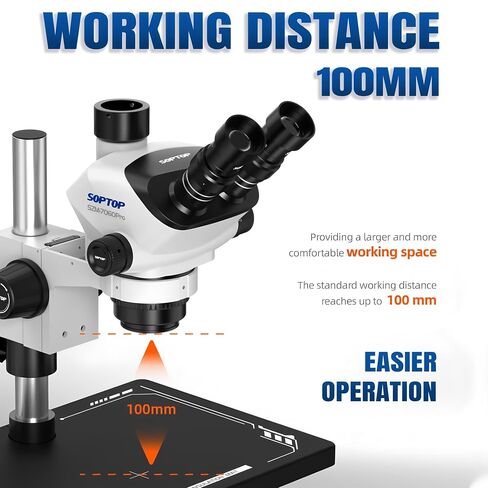 SOPTOP SZM-7060Pro Trinocular Stereo Microscope, 7X-60X Continuous Zoom in Kuwait