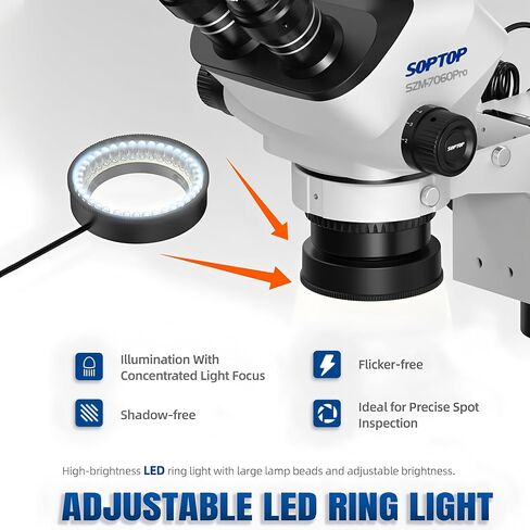 SOPTOP SZM-7060Pro Trinocular Stereo Microscope, 7X-60X Continuous Zoom in Kuwait