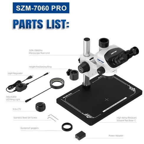 SOPTOP SZM-7060Pro Trinocular Stereo Microscope, 7X-60X Continuous Zoom in Kuwait