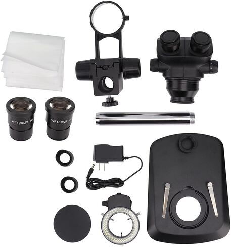 Fafeicy Binocular Stereo Microscope with 10X Eyepieces 0.7-5X Objective Adjustable LED Light for Microelectronics Mold Jewelry Observation (US Plug 100-240V) in Kuwait