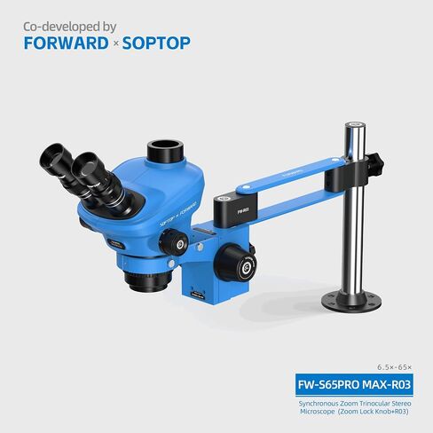 Forward FW-S65Pro Max-R03 Stereo Microscope, 6.5X-65X Triple Barlow in Kuwait