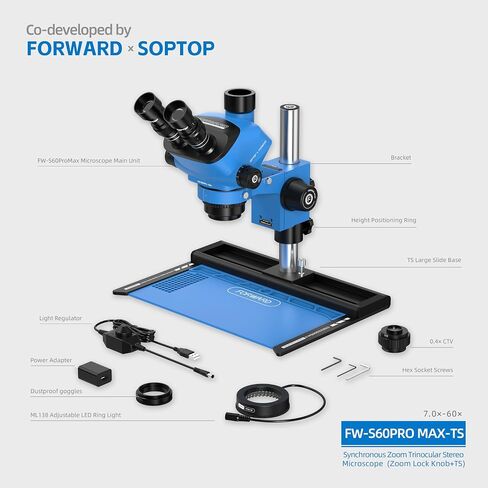 Forward FW-S60Promax-TS Trinocular Microscope, 6X-60X Camera Port in Kuwait