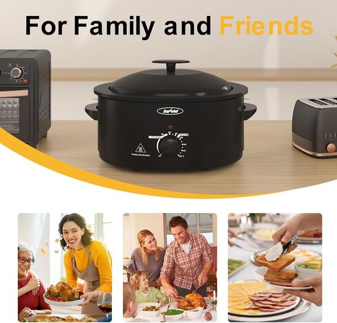Royalcraft Roaster Oven with Self-Basting Lid, 8qt Electric Roaster with Removable Pan & Rack, Turkey Roaster Oven with Defrost & Warm Function, Stainless Steel, Black in Kuwait