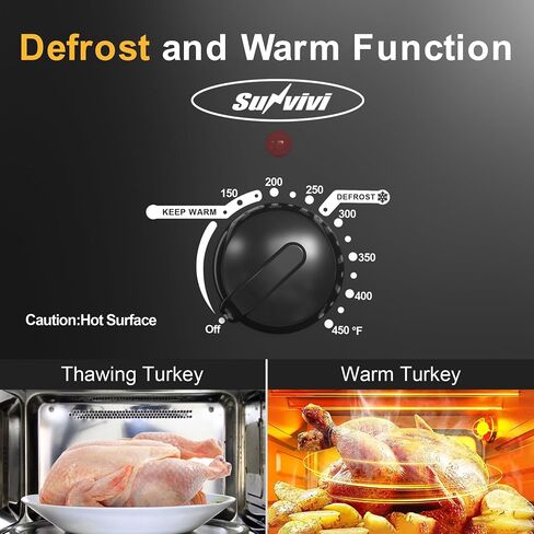 Royalcraft Roaster Oven with Self-Basting Lid, 8qt Electric Roaster with Removable Pan & Rack, Turkey Roaster Oven with Defrost & Warm Function, Stainless Steel, Black in Kuwait
