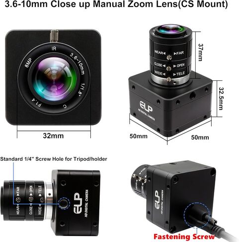IFWTAER 12MP Industrial USB3.0 Camera,1080P@230fps High Frame Rate 4K@30fps UVC Camera,3.6-10mm Manual Zoom Lens,Plug and Play for Security Monitoring 3D Printing,Compatible with Windows Linux Mac in Kuwait