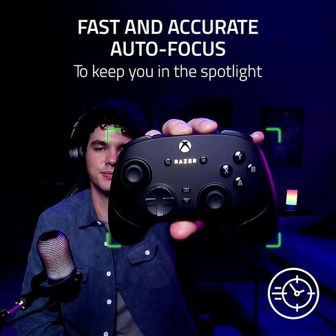 Razer Kiyo V2 X - Full HD Webcam 1080p, 60 FPS for Creators - Auto Focus - Wide Angle Lens - Built-in Microphone - Compatible with Open Broadcaster Software OBS and Xsplit | Black in Saudi Arabia
