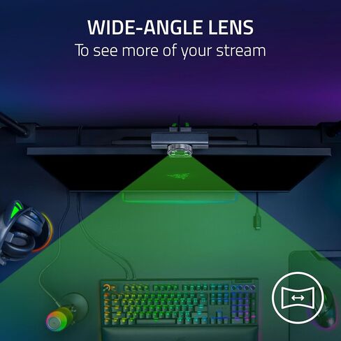 Razer Kiyo V2 X - Full HD Webcam 1080p, 60 FPS for Creators - Auto Focus - Wide Angle Lens - Built-in Microphone - Compatible with Open Broadcaster Software OBS and Xsplit | Black in Saudi Arabia