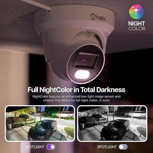 Helix 4K/8-MP Security AI IP PoE Camera, 98ft Night Color, Human Detection, NDAA Compliant, Indoor Outdoor Surveillance Turret, Built in Mic, Support 256GB MicroSD, Deterrent, HLX-IP8M-T303EW-AI in Kuwait