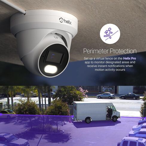 Helix 4K/8-MP Security AI IP PoE Camera, 98ft Night Color, Human Detection, NDAA Compliant, Indoor Outdoor Surveillance Turret, Built in Mic, Support 256GB MicroSD, Deterrent, HLX-IP8M-T303EW-AI in Kuwait