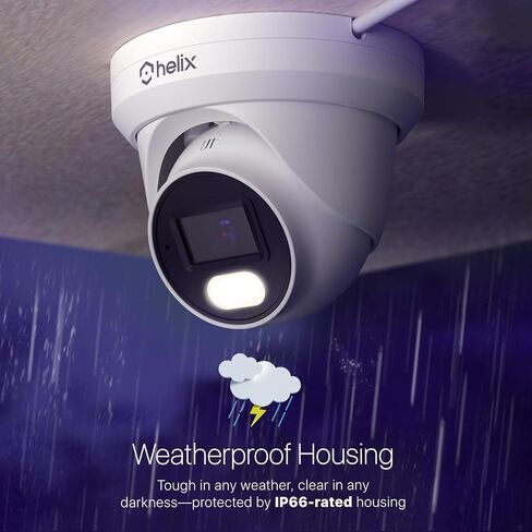 Helix 4K/8-MP Security AI IP PoE Camera, 98ft Night Color, Human Detection, NDAA Compliant, Indoor Outdoor Surveillance Turret, Built in Mic, Support 256GB MicroSD, Deterrent, HLX-IP8M-T303EW-AI in Kuwait