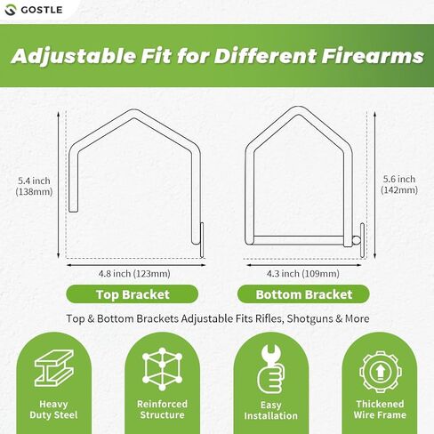 Gun Rack Wall Mount, Adjustable Rifle Shotgun Wall Hanger, Parallel Gun Storage Rack with Vinyl Scratch Guard, Heavy Duty Steel Gun Holder for Closet Garage Wall Display in Kuwait