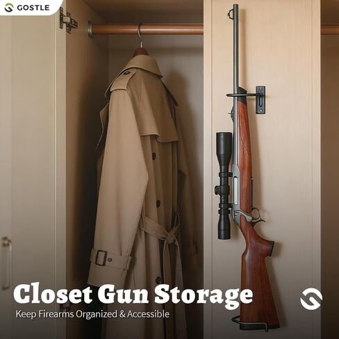 Gun Rack Wall Mount, Adjustable Rifle Shotgun Wall Hanger, Parallel Gun Storage Rack with Vinyl Scratch Guard, Heavy Duty Steel Gun Holder for Closet Garage Wall Display in Kuwait
