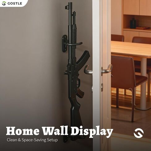 Gun Rack Wall Mount, Adjustable Rifle Shotgun Wall Hanger, Parallel Gun Storage Rack with Vinyl Scratch Guard, Heavy Duty Steel Gun Holder for Closet Garage Wall Display in Kuwait