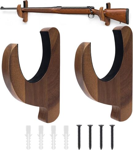 Gun Rack Solid Wood Wall Mount Rifle Hook, Horizontal Display Gun Hook with Hidden Screws, Ideal for Displaying Rifles, Shotguns, and Bows in Kuwait