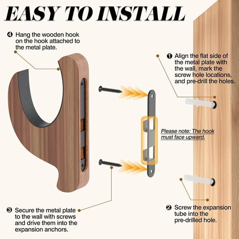 Gun Rack Solid Wood Wall Mount Rifle Hook, Horizontal Display Gun Hook with Hidden Screws, Ideal for Displaying Rifles, Shotguns, and Bows in Kuwait