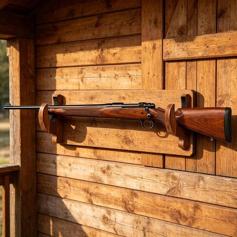 Gun Rack Solid Wood Wall Mount Rifle Hook, Horizontal Display Gun Hook with Hidden Screws, Ideal for Displaying Rifles, Shotguns, and Bows in Kuwait