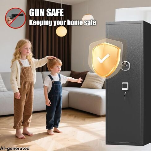 PRESTELION Gun Safe for Home Rifle and Pistols,No Assembly Required Gun Cabinet with Adjustable Shelves and Locking Built-in Cabinet,Shotgun Safe,Long Gun Safe with Dual Alarm & Mute Mode in Kuwait