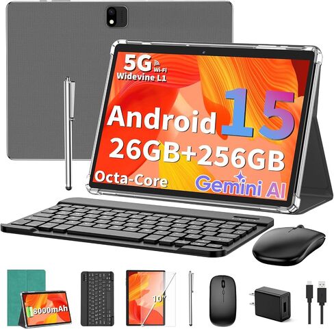 Android 15 Tablet with Keyboard, 10 inch Tablet with 26GB+256GB+2TB Expand in Kuwait